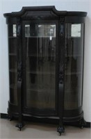 Antique Heavy Carved Curved Glass China Cabinet