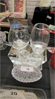 Large Lot Of Clear Glass, Egg Box, Etched Pitcher