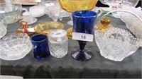 Various Pressed Glass, Cobalt Blue