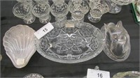 Old Glass Lot 4 Shell Ice Cream Dishes & Oval Bowl
