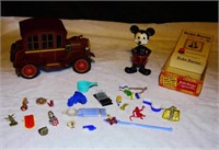Vintage Toy Lot - Tin Model T, Mickey Mouse & More