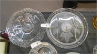 2 Pressed Glass Platters / Serving Dishes