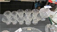 11 Pc Fostoria Glass Covered Footed Bowl & Cups