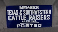 Enameled Metal Sign Cattle Raisers Ass'n Posted