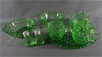 Jeannette Glass Cube Green Serving Dishes
