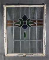 Reclaimed Stained Glass Window in Metal Frame