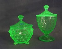 Jeanette Glass Vanity Jar and Candy Jar Cube Green