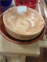 Set of 14 wooden bowls