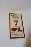 Bond & Lillard Tin over Cardboard Calendar 1944