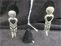 STERLING HEART SOUTHWEST STYLE EARRINGS