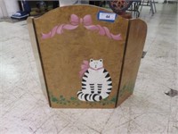 HAND PAINTED WOOD FIRE SCREEN - CATS 24"T X 32"W