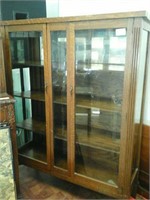 Antique four shelf display case wood shelves