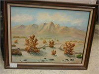 Framed Gil Stuckey mountain painting