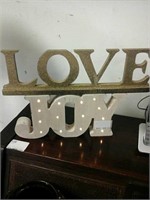 Pair of love and joy wooden decor
