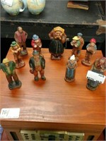11 piece hand carved wooden figurines