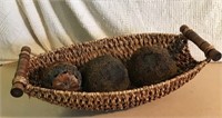 Woven basket and spheres