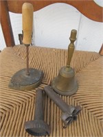 Brass School Bell, Leather Punches, Chocolate Mold