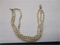 Freshwater Type Pearls 3 Stranded Bracelet w/14K C