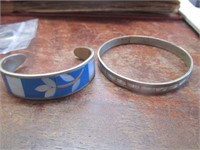 2 Bracelets-Cuff Marked Alpaca Hecheon Mexico &