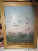 1950 Signed Handpainted Goose Scene-Robert Hunter