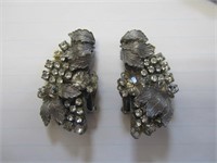 Vtg. Leru Costume Clip-on Rhinestone Earrings