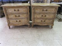 PAIR FRENCH PROVENCIAL WHITE WASHED NIGHTSTANDS