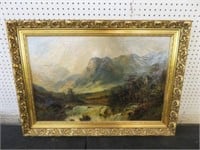ORANTE FRAMED OIL ON CANVAS "MOUNTAINS" SIGNED