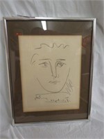 FRAMED VINTAGE ORIGINAL ETCHING "POUR ROBY" PABLO