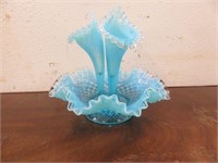 BEAUTIFUL FENTON BLUE OPALESCENT DIAMOND LACED