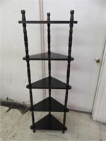 WOOD FIVE TIER CORNER SHELF 58.5"T X 19.5"W X 11"D