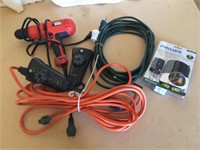 Extension cords, drills, outlet, and timers