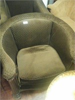 Rounded brown fabric chair