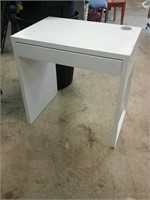 White wooden and metal desk with drawer