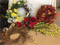 3 wreaths and some floral pieces
