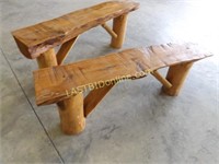 2 HANDCRAFTED CHERRY LOG BENCHES