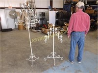 2 WHITE METAL CANDLE HOLDER STANDS