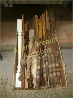 Box of assorted antique / vintage table legs