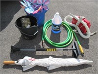 garden hose-oreck sweeper-buckets-misc lot