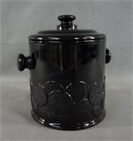 Mid Century Modern Black Glass Ice Bucket