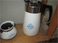 2 Corning Ware Blue Cornflower Teapot & Coffee