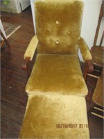 Golden Vtg. Arm Chair w/Matching Stool-Brass