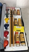 Croquet set and folding lawn chair