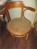 2 Oak Cane Bottom Arm Chairs