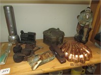 Shelf Lot-Antique Dresser Wheels,Flashlight,