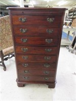 CARVED MAHOGANY EIGHT DRAWER LINGERIE CHEST