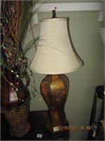 Handpainted on Goldtone Swirl Table Lamp