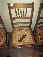 2 Mahogany Cane Bottom Spool Back Chairs