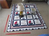 modern nautical quilt -sailor lamp -lighthouse can