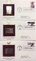 3 Gold First Day Issue Stamps