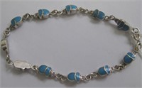 Sterling silver blue enamel bracelet